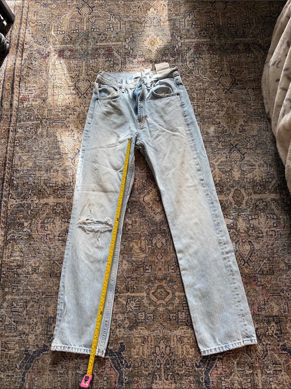 ZARA Light Blue HIGH WAISTED Straight-Leg Jeans